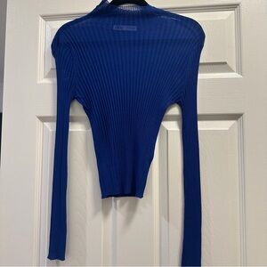 Zara Royal Blue sheer Ribbed top